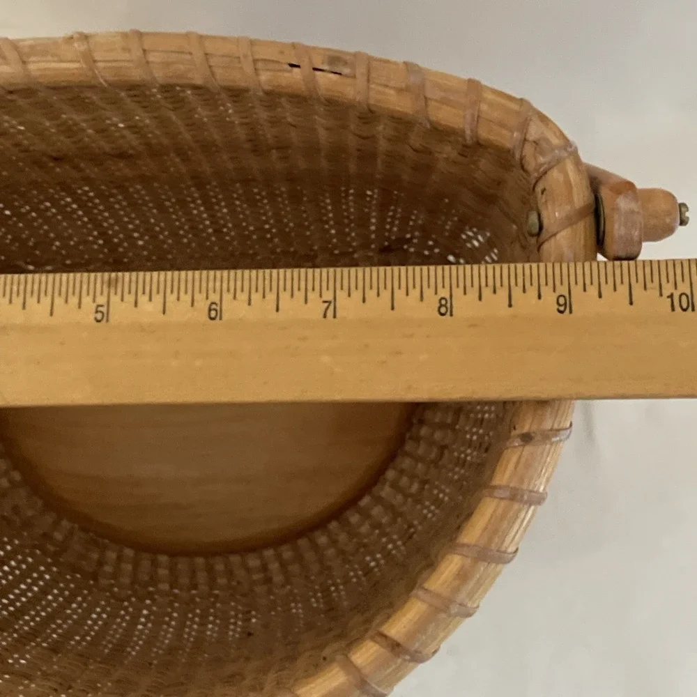 Nantucket Lighthouse Style Basket Woven Wooden Swing Handled Half Round
